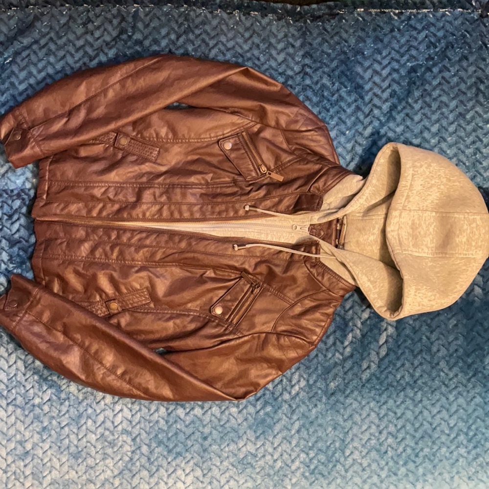 Jou Jou Faux leather/fur zip jacket